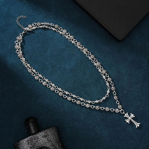 Set di Collane in Stile Vintage Cromato con Totem, Gioielli Gotici con Spada, Croce e Drago per Uomo - Product Image 5