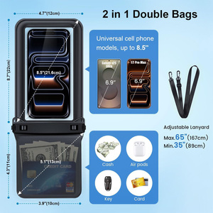 Pochette étanche flottante IPX8 pour téléphone, lot de 2, double espace, pour téléphones à écran tactile jusqu'à 8,5 pouces, avec cordon réglable pour iPhone et Samsung - Product Image 4