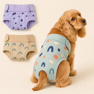 Couches pour chiens mignonnes avec design ajustable pour une utilisation quotidienne en toutes saisons, avec motifs à pois et arc-en-ciel en mélange de coton doux - Product Image 1