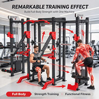 REYK Rack de musculation multifonctionnel avec Smith Machine et système de câbles, équipement de gym commercial