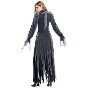 Costume de mariée fantôme, robe noire déchirée avec voile, tenue de fête d'horreur pour Halloween, taille adulte pour femme, grande taille - Product Image 3