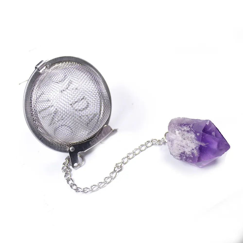 natural stone crystals healing stones Folk Crafts Wholesale tea filter with crystal tea strainer