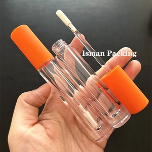 ISMAN Tubo de Brillo <span class=keywords><strong>Labial</strong></span> Redondo Mate Naranja de Alta Gama de 6 ml, Envase de Brillo <span class=keywords><strong>Labial</strong></span> de Pared Gruesa con Acabado Cristalino, Botella con Tacto de Goma y Logotipo Personalizado - Product Image 2