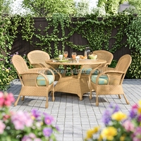Ensemble de table et de chaises de salle à manger en rotin pour jardin extérieur de style espagnol, 4 places