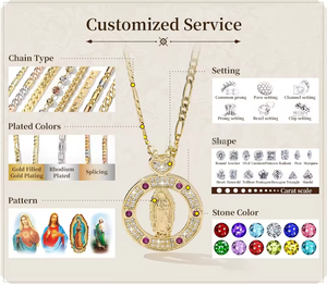 Joyería Religiosa, Collar con Colgante <span class=keywords><strong>de</strong></span> Circonia <span class=keywords><strong>de</strong></span> la Virgen <span class=keywords><strong>de</strong></span> San <span class=keywords><strong>Juan</strong></span> <span class=keywords><strong>de</strong></span> los Lagos, Collar con Cruz <span class=keywords><strong>de</strong></span> Rosario Chapado en Oro <span class=keywords><strong>de</strong></span> 14k <span class=keywords><strong>de</strong></span> San <span class=keywords><strong>Juan</strong></span> - Product Image 6