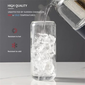Phong Cách Mới 16Oz Cốc Chai Nước Trống Rõ Ràng <span class=keywords><strong>Frosted</strong></span> Thăng Hoa Bia Thủy Tinh Với Nắp Tre Và Rơm Cốc Thủy Tinh Cho Nước Trái Cây - Product Image 5