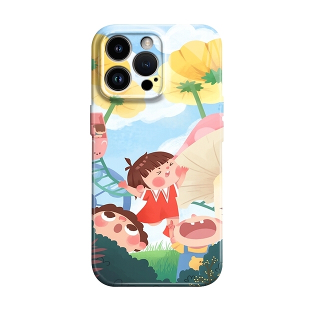 Cartoon Illustration Cheering Little Girl Film Hard Phone Cover for Iphone 17 Air 16 15 14 13 12 11 Pro Max 7 8 Plus 16e Cover
