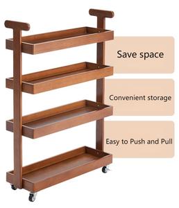 이동식 다층 대나무 카트 보관 주최자 트롤리 선반 스튜디오 다이닝 주방 거실 용 바퀴 - Product Image 5