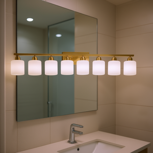 Modern 52-Inch Gold Bathroom Vanity <b>Light</b> Milky White Glass <b>Shade</b> LED Mirror Lamp Surface Mounted Warm White 3500K - Product Image 2