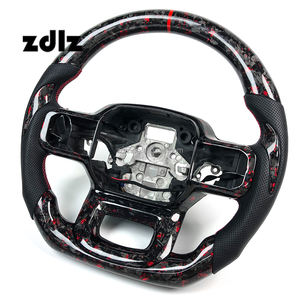 Accessoires de voiture pour Ford <span class=keywords><strong>Raptor</strong></span> F150 250 2020-2025, volant personnalisé en fibre de carbone forgée rouge avec palettes de changement de vitesse - Product Image 3