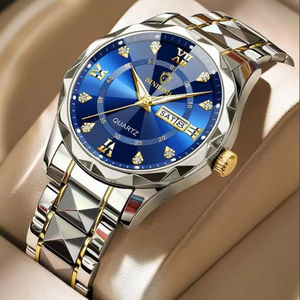 Montre-bracelet tendance 2026 pour couple, en acier inoxydable, lumineuse, avec calendrier, à quartz, pour hommes et femmes - Product Image 1