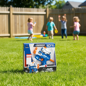 Air Blaster Soft Bullet Gun Blue Gray Manual Launcher With Sight And 6 Bullets For Kids Ages 6 To 13 Years - Product Image 2