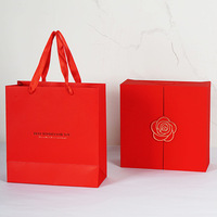 Caja Rígida de Lujo Personalizada con Doble Puerta Plegable y Cierre con Rosa en Relieve para Set de Embalaje de Perfumes y Joyas de Estilo Chino Oriental