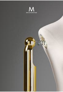 ウィンドウディスプレイファブリックカバー付き可動マネキン女性ハーフボディゴールドアームメタルワイヤーヘッド女性マネキン木製アーム付き - Product Image 6