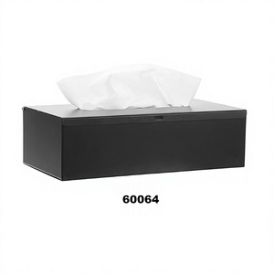 Couvercle de boîte à mouchoirs rectangulaire-Support de boîte à mouchoirs en acier inoxydable élégant pour table de nuit salle de bain bureau décor noir - Product Image 1