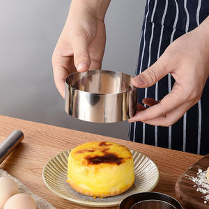 Moule à gâteau rond en acier inoxydable de qualité alimentaire pour tiramisu et mousse, hauteur 6 <span class=keywords><strong>cm</strong></span>, anneau de décoration de gâteau, coupe-gâteau - Product Image 2