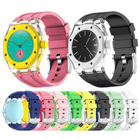 Uhren-Modifikations-Set Transparentes Uhrengehäuse Gummiarmband Kompatibel mit Swatch X AP Royal Pop Taschenuhr Ersatzteile