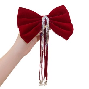 Coréen flocage rouge grand arc <span class=keywords><strong>frange</strong></span> épingle à cheveux casque ensemble avec diamant perle pince à ressort beaux accessoires de cheveux pour femmes - Product Image 4