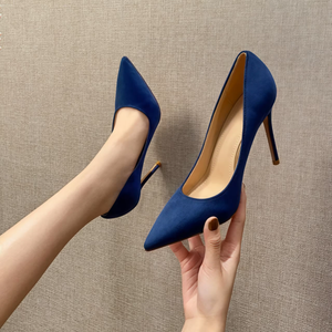 Zapatos de Diseñador para Mujer, Zapatos de Tacón Alto para Oficina, Tacones de Aguja de 8 cm, Sandalias de Tacón con Plataforma Hueca de Gamuza para Mujer, Sandalias de Cuero - Product Image 1