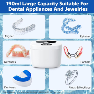 Écran numérique lumière UV 45KHZ montre de lavage de fausses dents <span class=keywords><strong>bijoux</strong></span> maquillage <span class=keywords><strong>nettoyage</strong></span> prothèse dentaire carré nettoyeur à <span class=keywords><strong>ultrasons</strong></span> ménage - Product Image 5