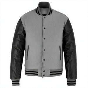 2026 OEM Men's Best Selling Stand Collar Winter Solid Black Varsity <b>Jacket</b> 100% Cotton High Quality Low MOQ <b>Heated</b> Fashion - Product Image 1