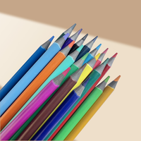 Crayons de couleur triangulaires en plastique recyclé non solubles, 24 couleurs |   Art durable personnalisable (couleurs/logo/emballage) vendu à l'unité