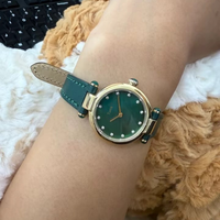Montre à quartz élégante pour femme Turck, boîtier en acier inoxydable rose nacré, bracelet en cuir, cadran à aiguilles chronographe