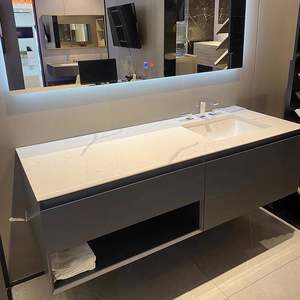Modern Light Luxury Gray Series <b>Bathroom</b> <b>Cabinets</b> High Quality Waterproof Intelligent Rock Slab Ceramic Basin <b>Bathroom</b> Vanity - Product Image 6