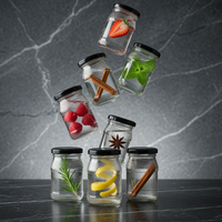Pot en verre transparent, bouteille en verre, pot en verre avec couvercle spiralé noir, gourde réutilisable, convient pour les jus