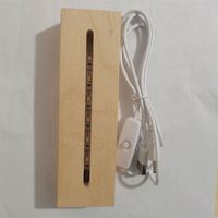 Base de lampe 3D à LED ovale USB, vintage, vente en gros, Double fente, en bois naturel