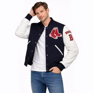 Chaqueta Varsity de Béisbol para <span class=keywords><strong>Hombre</strong></span> con Bordado de <span class=keywords><strong>Boston</strong></span> |   Logotipo Personalizable |   Chaqueta Bomber Elegante |   OEM ODM - Product Image 3