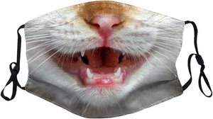 1pc個別パックユニセックス布洗える再利用可能なカバー超かわいい猫プリントマスク - Product Image 4