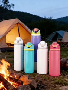 Stainless Steel Vacuum Insulated Water Bottle Thermal Tumbler <b>with</b> <b>Straw</b> Leak Proof Portable for Travel Camping - Product Image 1