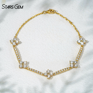 18K oro sólido 3.4ct 3,2mm redondo corte brillante laboratorio cultivado diamante pulsera brazaletes regalo - Product Image 1