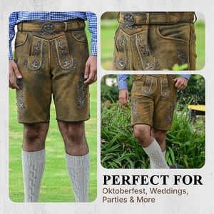 Lederhosen sur mesure pour homme en cuir véritable, shorts au-dessus du genou, tenue bavaroise pour l'Oktoberfest - Product Image 4
