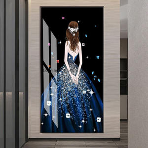 Art mural sur toile pour <span class=keywords><strong>chambre</strong></span> à coucher, robe décorative étoilée et scintillante, <span class=keywords><strong>peinture</strong></span> en porcelaine cristal pour dame à la mode moderne - Product Image 1