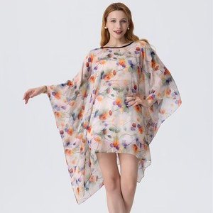 Chales de Gasa con Estampado Floral de Verano, Kaftanes de <span class=keywords><strong>Protección</strong></span> <span class=keywords><strong>Solar</strong></span> para Bikini, Vestido Holgado de Playa para Mujer, Tipo Pullover - Product Image 6
