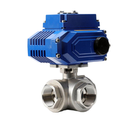 Vanne à boisseau sphérique électrique haute température 24V 230V en acier inoxydable 3 voies, raccord True Union 1/2, joint PTFE, contrôle de l'eau 200 psi, garantie 3 ans