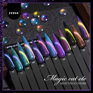 Vernis à ongles <span class=keywords><strong>gel</strong></span> effet œil de chat JTING, 12 couleurs, base noire, effet flash lumineux réfléchissant, fournisseur de vernis à ongles très demandé - Product Image 6