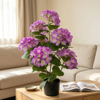Arbre d'hortensia artificiel 70 cm, toucher réel, plante en pot en caoutchouc souple, fleur d'hortensia artificielle, bonsaï pour la décoration de la maison, du mariage et du jardin