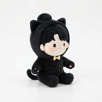 Peluche Garçon à Oreilles de Chat Kawaii, Mignonne Poupée Chibi aux Cheveux Bruns avec Gilet, Jouet en Peluche Anime Personnalisé, Cadeau OEM ODM