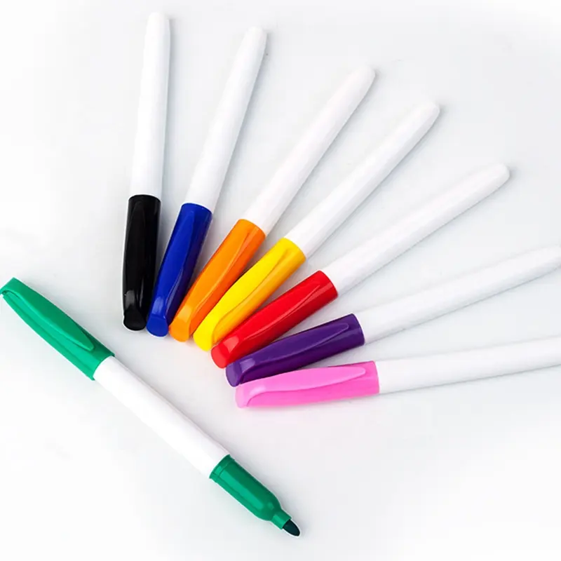 Goede Prijs 8 Kleuren Niet Giftig Droge Wissen Whiteboard Marker Pen Met Clip