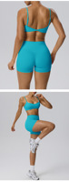 Ensemble de sport et yoga respirant le plus vendu : Soutien-gorge de sport uni et short de yoga trois-quarts effet fessier galbé BB202+62423