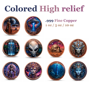 Moneta in Rame Puro 999 da 1 oz, <span class=keywords><strong>Serie</strong></span> Aliena 3D ad Alto Rilievo, Mondo Oltre l'Universo, Colore UV, Edizione da Collezione Colorata - Product Image 1