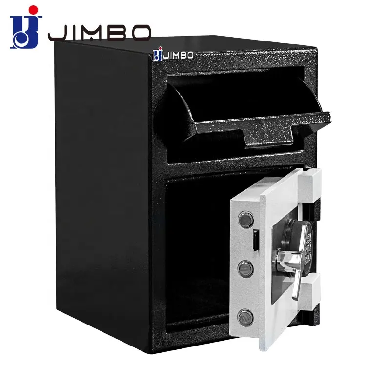 Jimbo metal cash drop depository safe box with inner locking compartment drawer