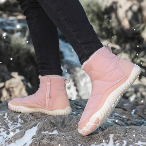 Bottes de neige unisexes pour l'hiver, hauteur cheville, bout rond, imperméables, doublure en fourrure, semelle en caoutchouc, chaudes pour hommes et femmes - Product Image 3