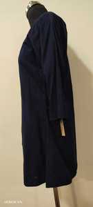 Abaya pour femmes en bleu marine brodée avec un motif floral, manches trois-quarts, coupe ample, longueur midi, robe en coton modeste pour tous les jours - Product Image 2