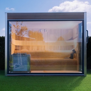 Cabaña <span class=keywords><strong>de</strong></span> cedro moderna para 8 personas al por mayor, chalet <span class=keywords><strong>de</strong></span> madera roja para exteriores al mejor precio, calefacción eléctrica, diseño cuadrado <span class=keywords><strong>de</strong></span> madera maciza - Product Image 3