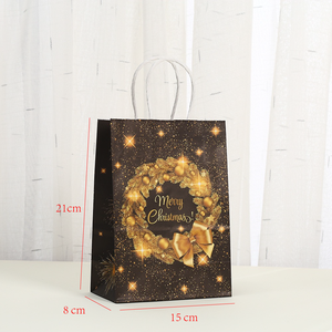 WENWI 도매 블랙 크리스마스 트리 벨 선물 종이 가게 가방 프로모션 - Product Image 2