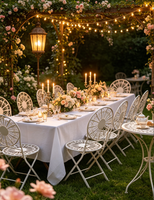 Sillas Plegables Blancas Acolchadas de Acero para Exteriores, Apilables, para Comedor, Bodas, Eventos Comerciales, Sillas y Mesas Plegables para Eventos
